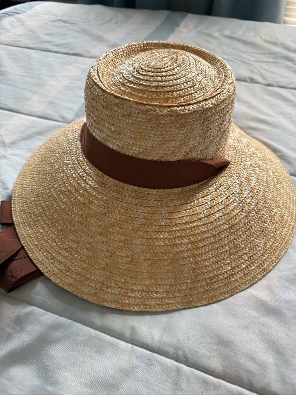 Women's Natural Straw Sun Hat with Brown Ribbon
